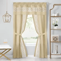 Kate Aurora Pacifico 5 Piece Rod Pocket All One Attached Semi Sheer Window Curtain Panels & Valance Set