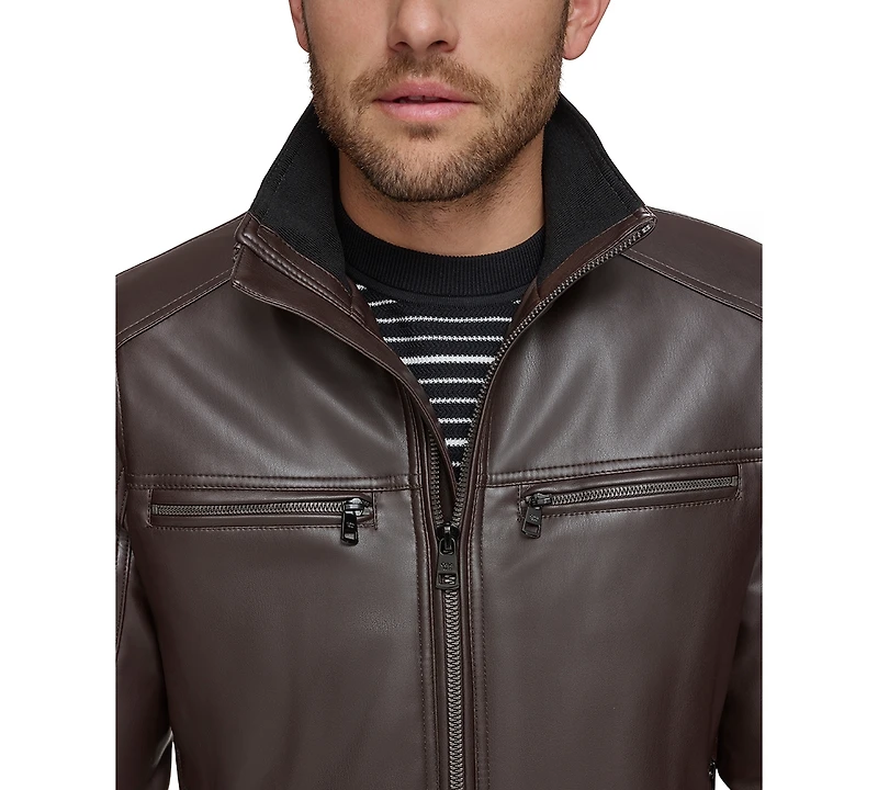Calvin Klein Men's Faux Leather Moto Jacket, Created for Macy's
