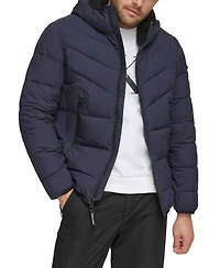 Calvin Klein Men's Chevron Stretch Jacket With Sherpa Lined Hood