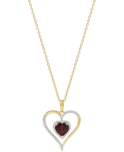 Birthstone Gemstone & Diamond Accent Heart 18" Pendant Necklace 14k Gold-Plated Sterling Silver