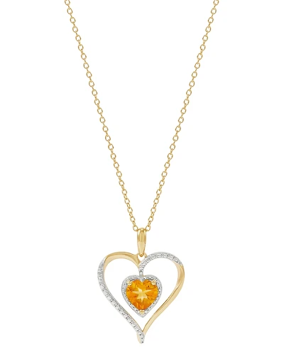 Birthstone Gemstone & Diamond Accent Heart 18" Pendant Necklace 14k Gold-Plated Sterling Silver