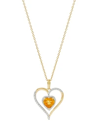 Birthstone Gemstone & Diamond Accent Heart 18" Pendant Necklace 14k Gold-Plated Sterling Silver