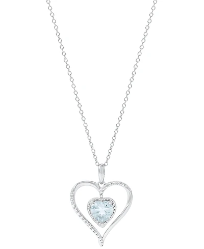 Birthstone Gemstone & Diamond Accent Heart 18" Pendant Necklace 14k Gold-Plated Sterling Silver