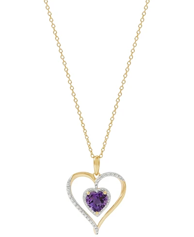 Birthstone Gemstone & Diamond Accent Heart 18" Pendant Necklace 14k Gold-Plated Sterling Silver