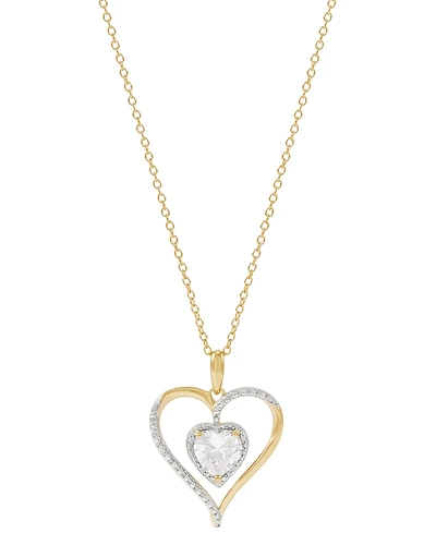 Birthstone Gemstone & Diamond Accent Heart 18" Pendant Necklace 14k Gold-Plated Sterling Silver