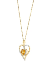Birthstone Gemstone & Diamond Accent Heart 18" Pendant Necklace 14k Gold-Plated Sterling Silver