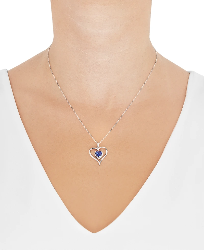 Birthstone Gemstone & Diamond Accent Heart 18" Pendant Necklace 14k Gold-Plated Sterling Silver