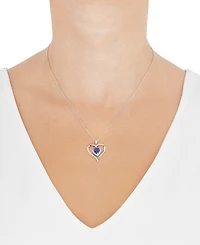 Birthstone Gemstone & Diamond Accent Heart 18" Pendant Necklace 14k Gold-Plated Sterling Silver