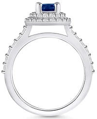Sapphire (1-1/2 ct. t.w.) & Diamond (5/8 ct. t.w.) Oval Double Halo Ring in 14k Gold