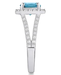 Macy's London Blue Topaz (2-3/8 ct. t.w.) and Diamond (1/2 Halo Ring 14K Gold