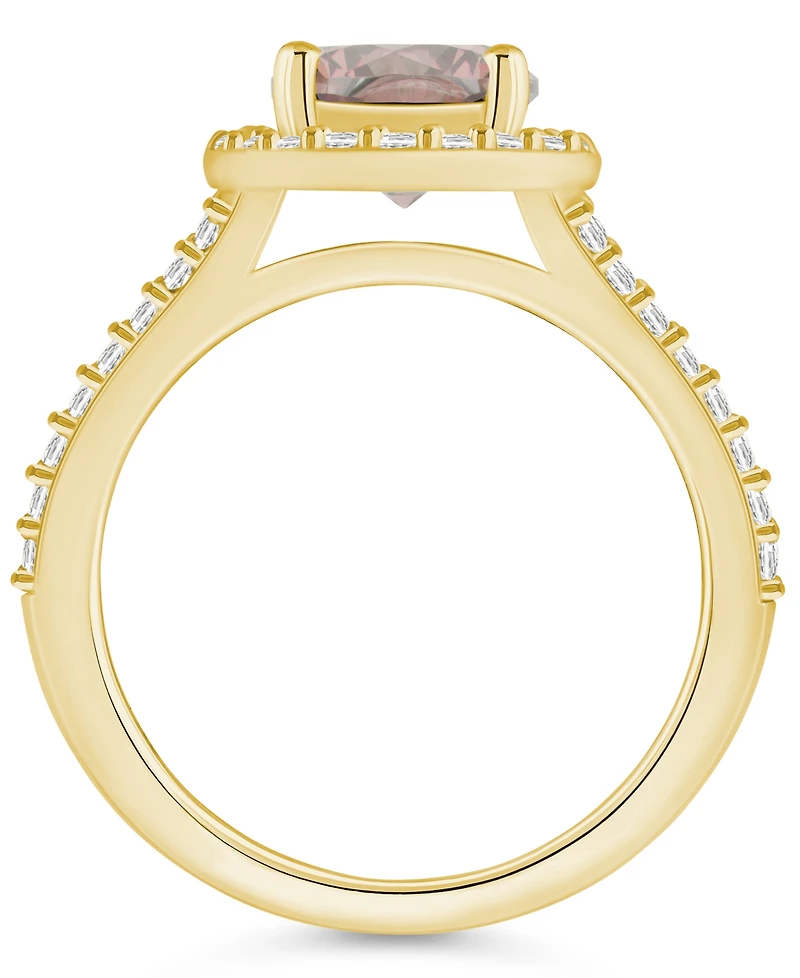 Macy's Morganite (1-7/8 ct. t.w.) and Diamond (1/2 Halo Ring 14K Yellow Gold