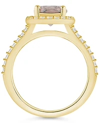 Macy's Morganite (1-7/8 ct. t.w.) and Diamond (1/2 Halo Ring 14K Yellow Gold