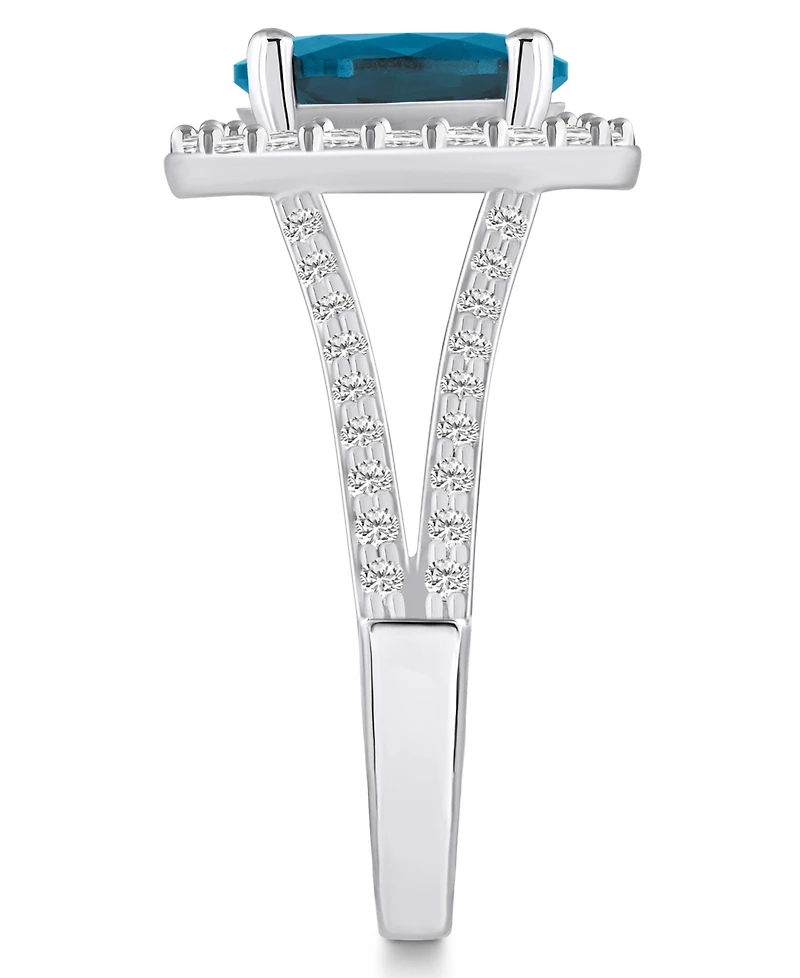Macy's London Blue Topaz (-/ ct. t.w.) and Diamond (/ Halo Ring 14K Gold