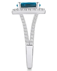 Macy's London Blue Topaz (-/ ct. t.w.) and Diamond (/ Halo Ring 14K Gold