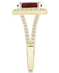 Macy's Garnet (3-1/10 ct. t.w.) and Diamond (3/4 Halo Ring 14K Yellow Gold