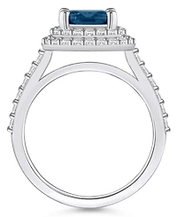 Macy's London Blue Topaz and Diamond Accent Halo Ring 14K White Gold
