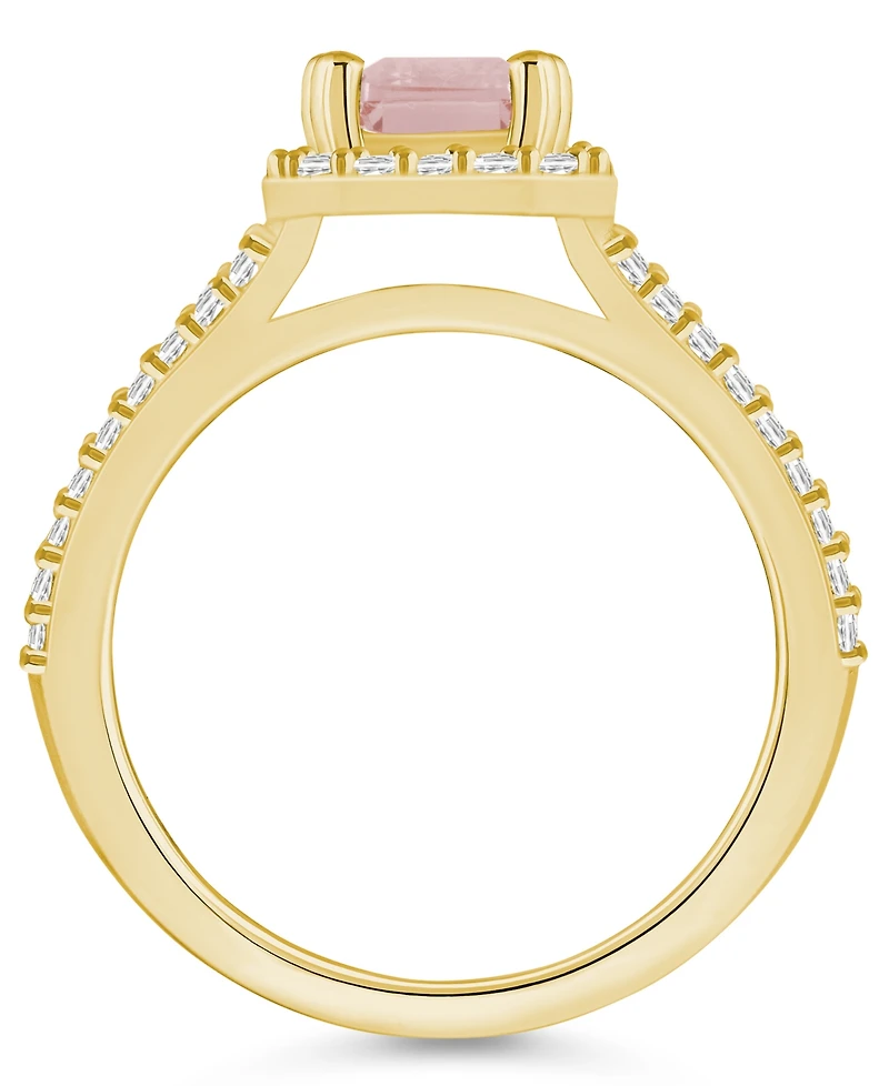 Macy's Morganite (1-3/8 ct. t.w.) and Diamond (1/2 Halo Ring 14K Yellow Gold