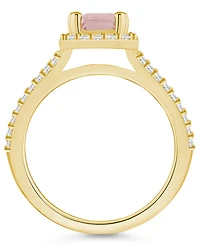 Macy's Morganite (1-3/8 ct. t.w.) and Diamond (1/2 Halo Ring 14K Yellow Gold