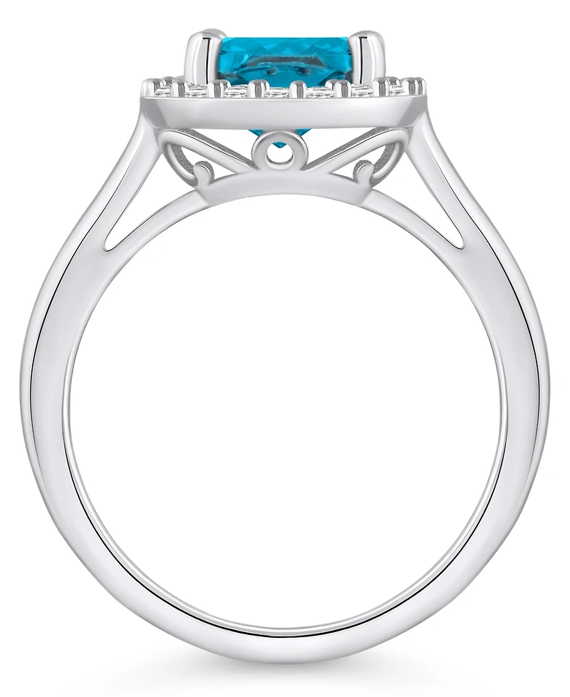 Macy's Blue Topaz (2-3/4 ct. t.w.) and Diamond (1/4 Halo Ring 14K Gold