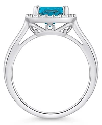 Macy's Blue Topaz (2-3/4 ct. t.w.) and Diamond (1/4 Halo Ring 14K Gold