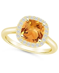 Macy's Citrine (2 ct. t.w.) and Diamond (1/4 Halo Ring 14K Yellow Gold