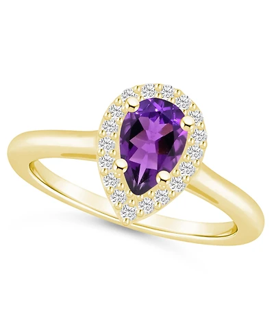 Macy's Amethyst (7/8 ct. t.w.) and Diamond (1/5 Halo Ring 14K Yellow Gold