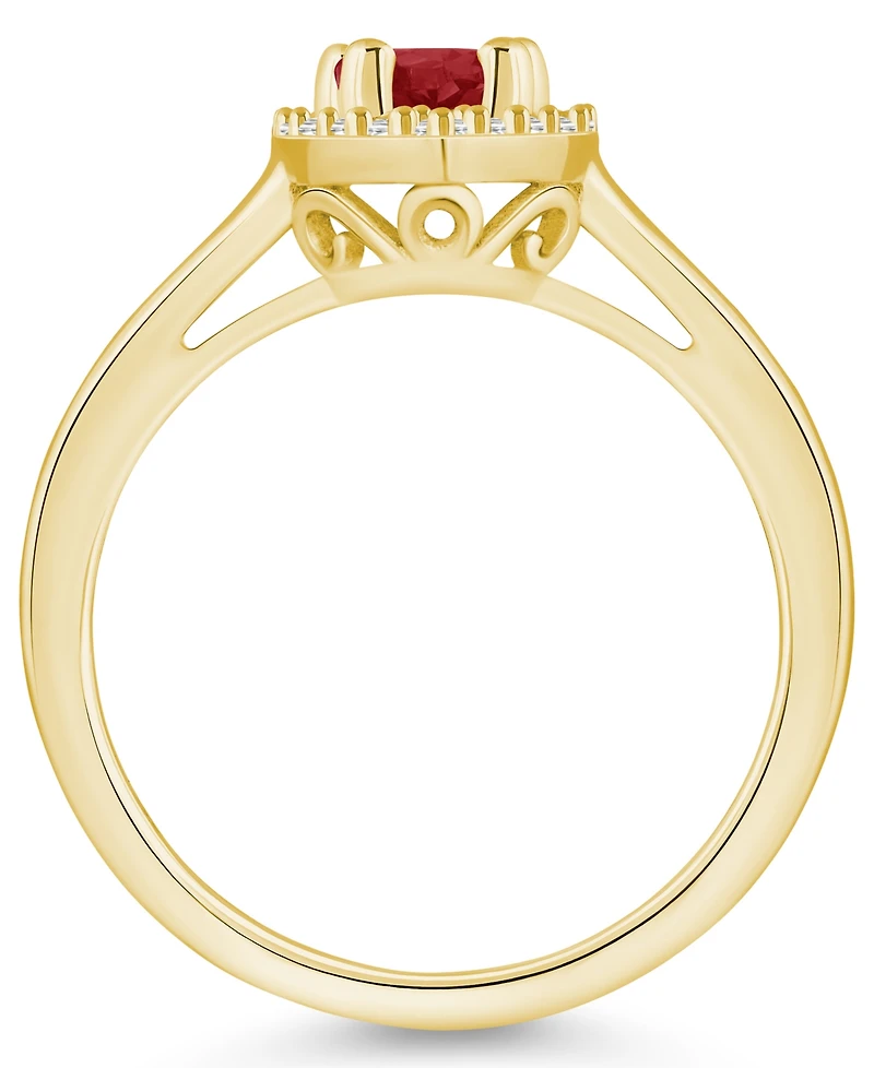 Macy's Garnet (1-1/10 ct. t.w.) and Diamond (1/5 Halo Ring 14K Yellow Gold