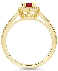 Macy's Garnet (1-1/10 ct. t.w.) and Diamond (1/5 Halo Ring 14K Yellow Gold