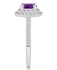 Macy's Amethyst and Diamond Accent Halo Ring 14K White Gold