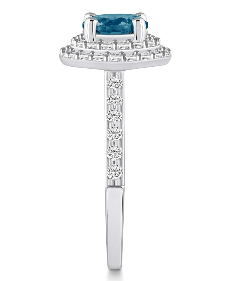 Macy's London Blue Topaz and Diamond Accent Halo Ring 14K White Gold