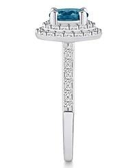 Macy's London Blue Topaz and Diamond Accent Halo Ring 14K White Gold