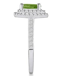 Macy's Peridot and Diamond Accent Halo Ring 14K White Gold