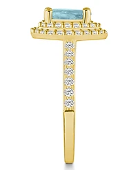 Macy's Aquamarine and Diamond Accent Halo Ring 14K Yellow Gold