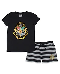 Harry Potter Girls Wizarding World Hogwarts Crest 2-Piece Tight Fit Pajama Set