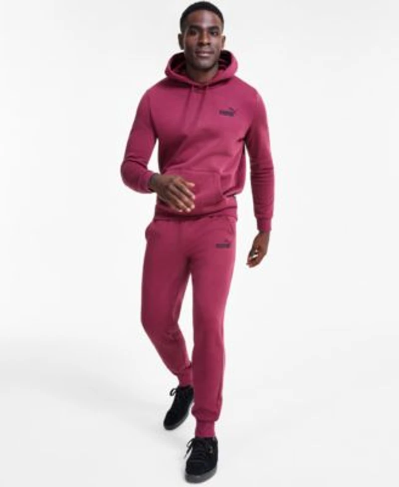 Puma Mens Embroidered Logo Fleece Hoodie Joggers