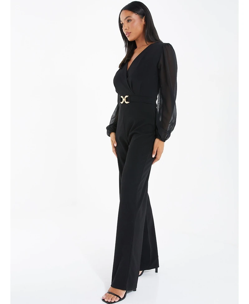 Quiz Women's Chiffon Buckle Palazzo Jumpsuit