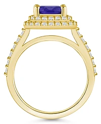 Tanzanite (2-1/3 ct. t.w.) & Diamond (5/8 Cushion Halo Statement Ring 14k Gold
