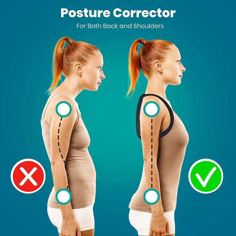 Pursonic Adjustable Posture Corrector With Back Support Bar & Breathable Upper Back Brace