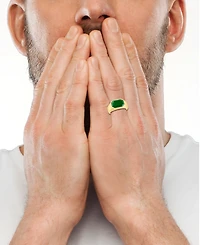 Effy Men's Jade Octagon Ring in 14k Gold-Plated Sterling Silver