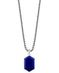 Effy Men's Lapis Lazuli Hexagon 22" Pendant Necklace in Sterling Silver