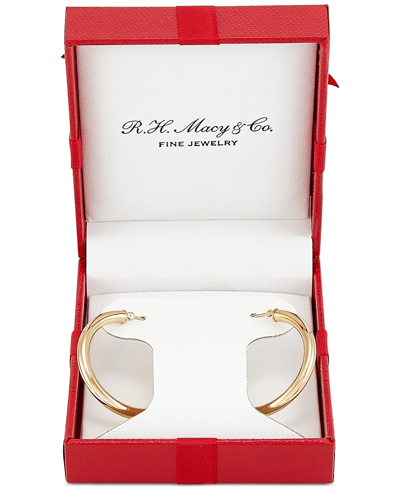 Polished Round Hoop Earrings 14k Gold, 30mm