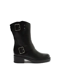 Arezzo Women's Lucy Mid-Shaft Leather Moto Boots