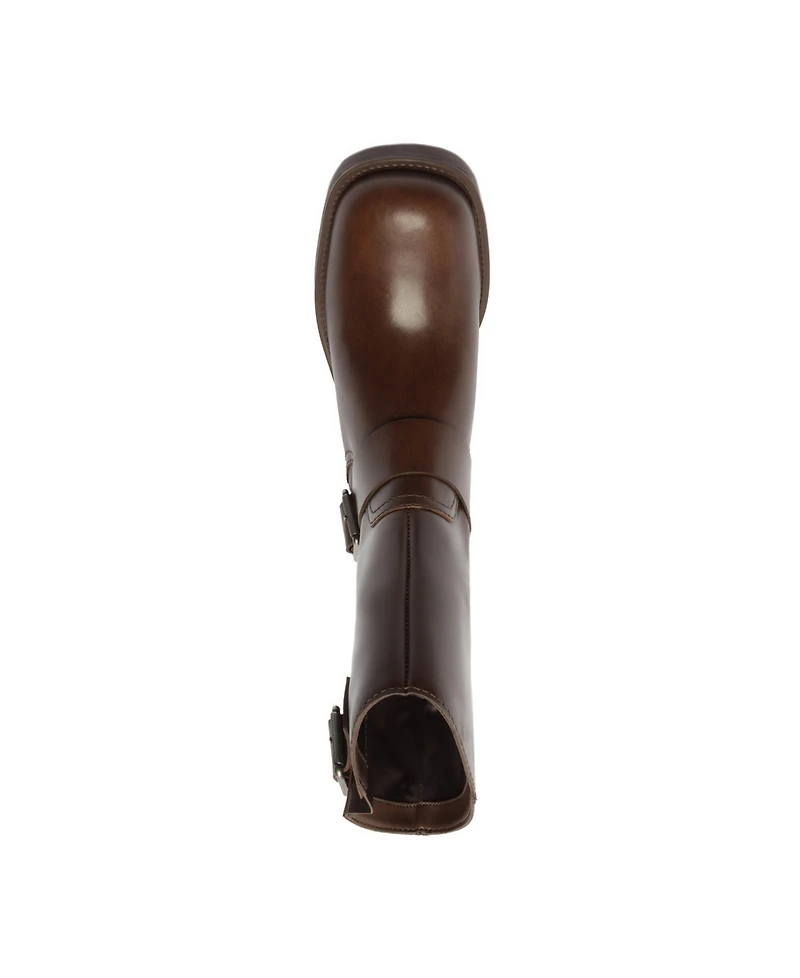 Arezzo Women's Lucy Mid-Shaft Leather Moto Boots