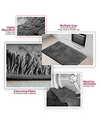 2 Piece Ultra Soft Non Slip Shaggy Bath Rug - Small & Medium