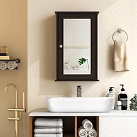 Bathroom Wall Cabinet Single Mirror Door Cupboard Storage Medicine Wood Shelf