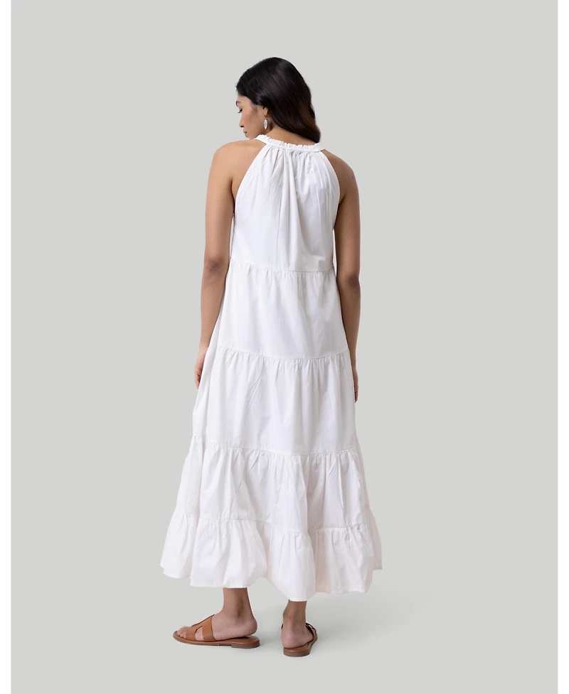 Reistor Women's Sleeveless embroidered tiered maxi dress