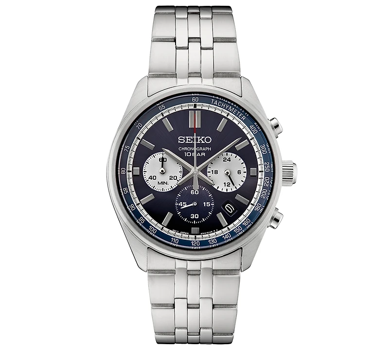 Seiko Men's Chronograph Essentials Stainless Steel Bracelet Watch 42mm