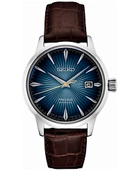Seiko Men's Automatic Presage Cocktail Time Brown Leather Strap Watch 41mm