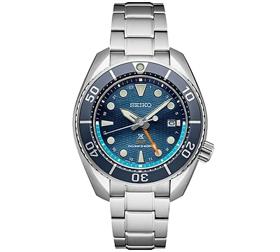 Seiko Men's Prospex Sea Sumo Solar Gmt Stainless Steel Bracelet Watch 45mm