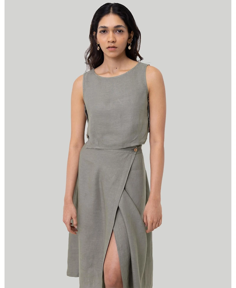 Reistor Women's Overlap Midi Skirt